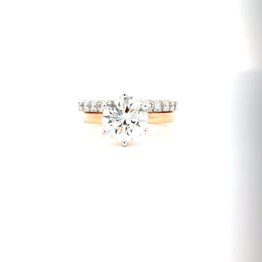 2.11 Carat Round Solitaire Diamond Ring With Shared Prong Setting Band Ring