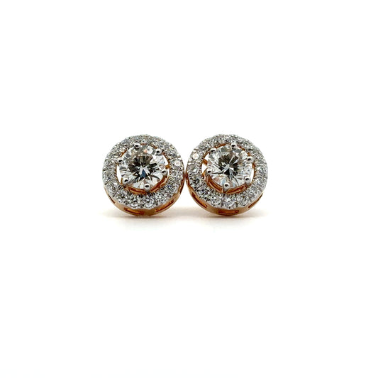 Centre Round Diamond Halo Earring