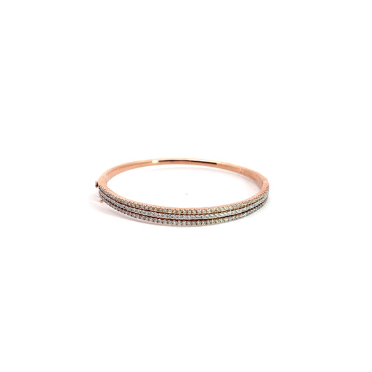 Three Lines Round Diamonds Bangle