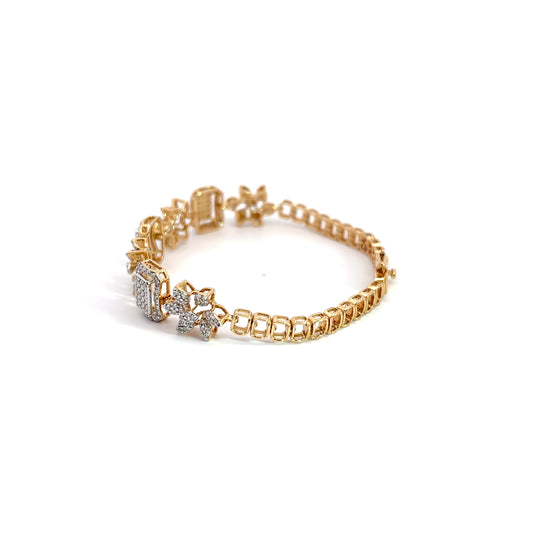 Round Cut Diamonds Floral Dream Chain Bracelet