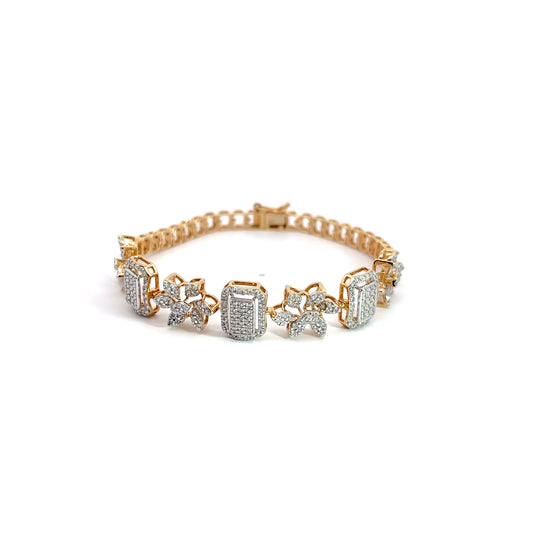 Round Cut Diamonds Floral Dream Chain Bracelet