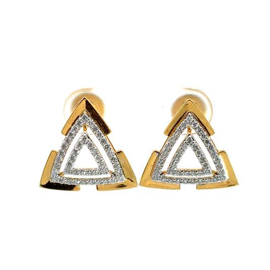 Round Cut Diamonds Elegant Triangle Shape Earrings