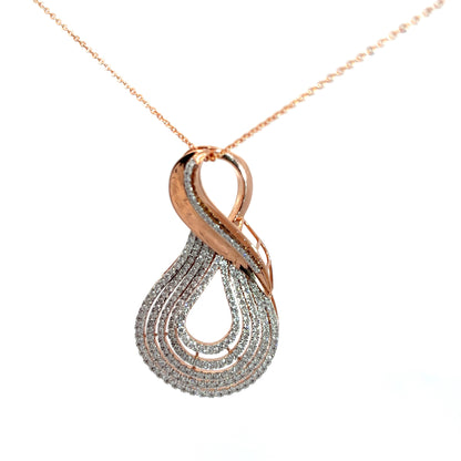 Teardrop Shaped Diamond Pendant Necklace in Rose Gold