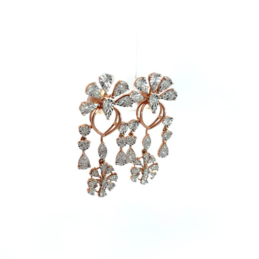 Flower Diamond Dangle Earrings