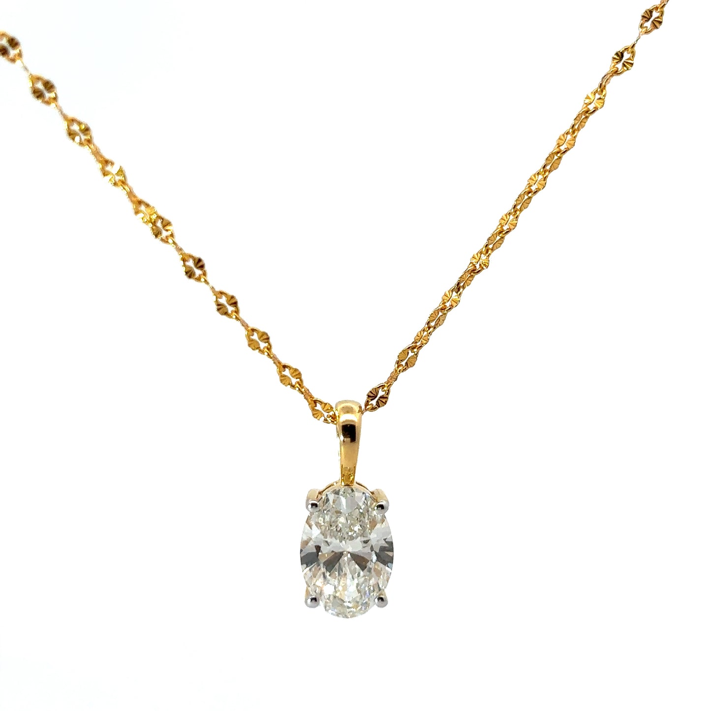 Oval-Cut Lab-Grown Diamond Solitaire Pendant in  Gold