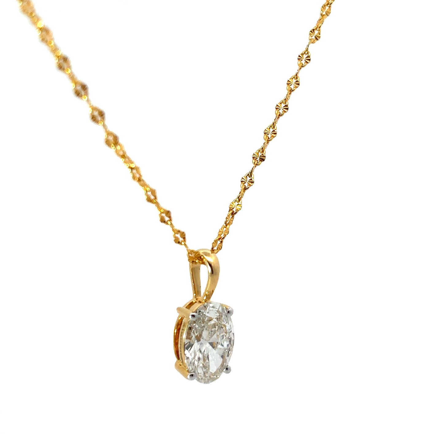 Oval-Cut Lab-Grown Diamond Solitaire Pendant in  Gold