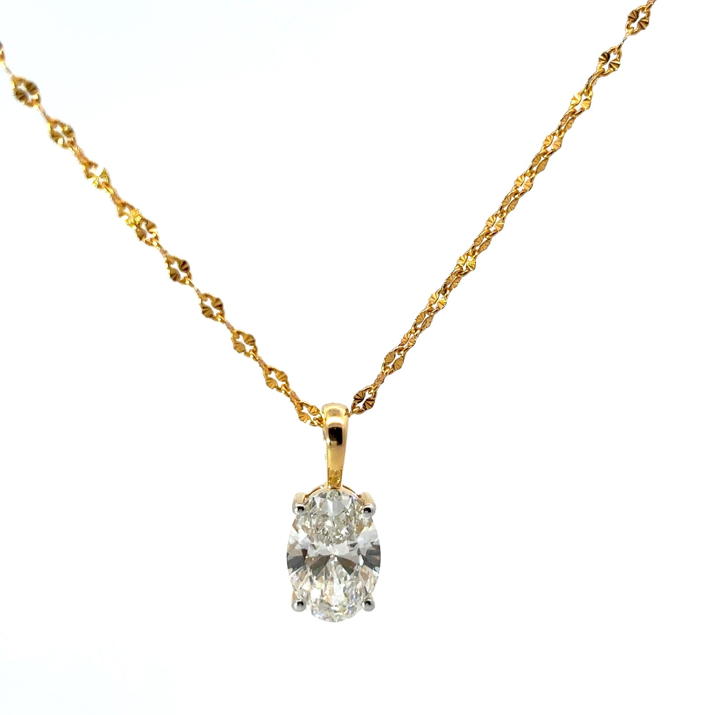 Oval-Cut Lab-Grown Diamond Solitaire Pendant in  Gold