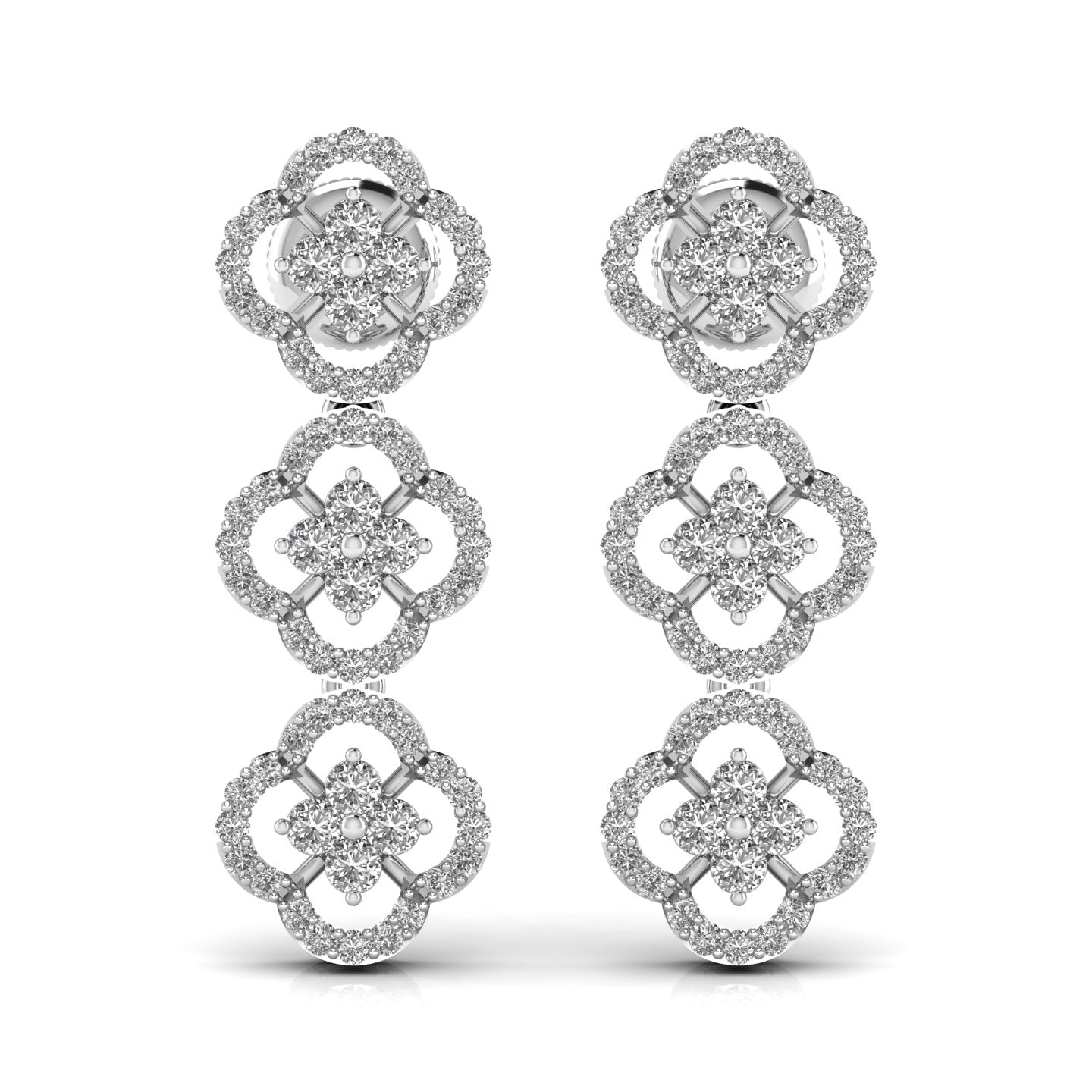 Round Cut Diamond Three Steps Drop Earring