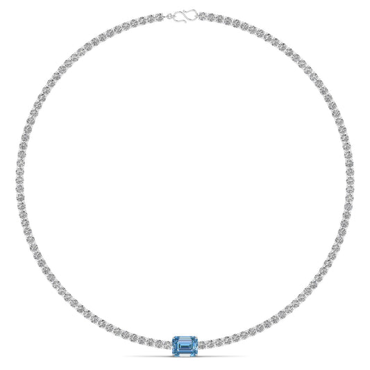 Colored Gem Stones & Diamond Tennis Necklace