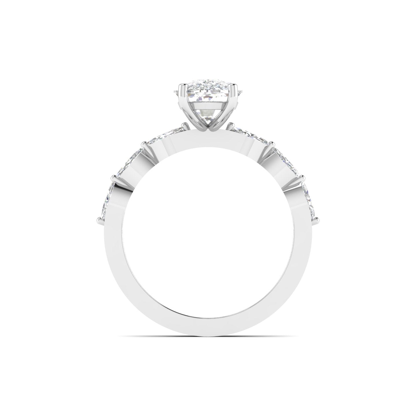 Modern Oval Diamond Ring with Marquise Accents