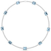 Aquablue Gem Stones & Diamond Tennis Necklace