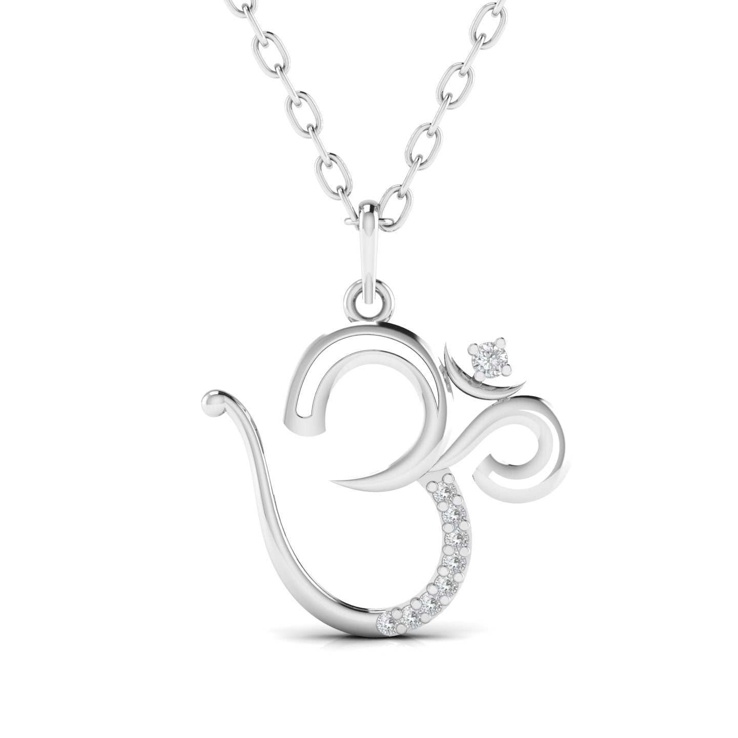 Om Pendant With Round Cut Diamond For Her