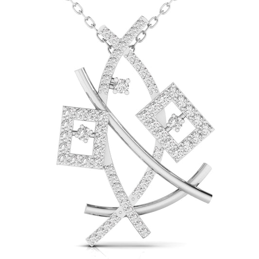 Round Cut Diamond Crossover Necklace