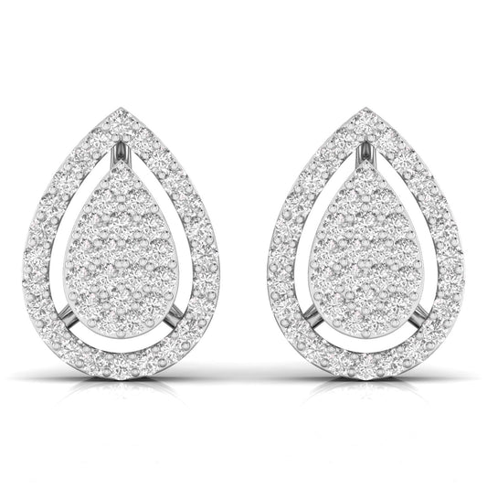 Teardrop Round Cut Diamond Earrings