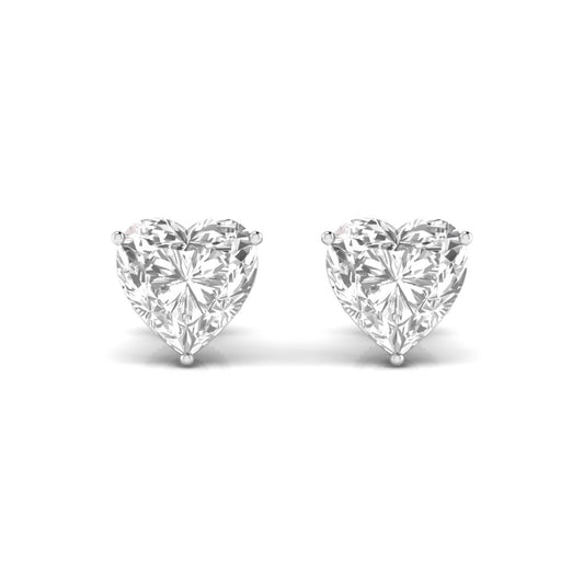 3 Carat Each Heart Shape Diamond Three Prong Martini Setting Studs Earring