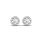 1 Carat Each Round Diamonds Halo Studs Earring