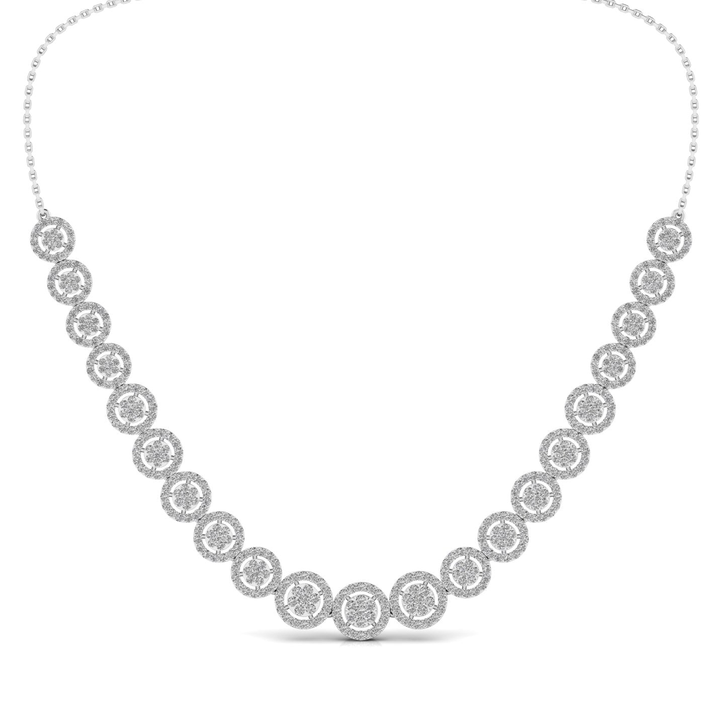 Gorgeous Concentric Studded Diamond Necklace