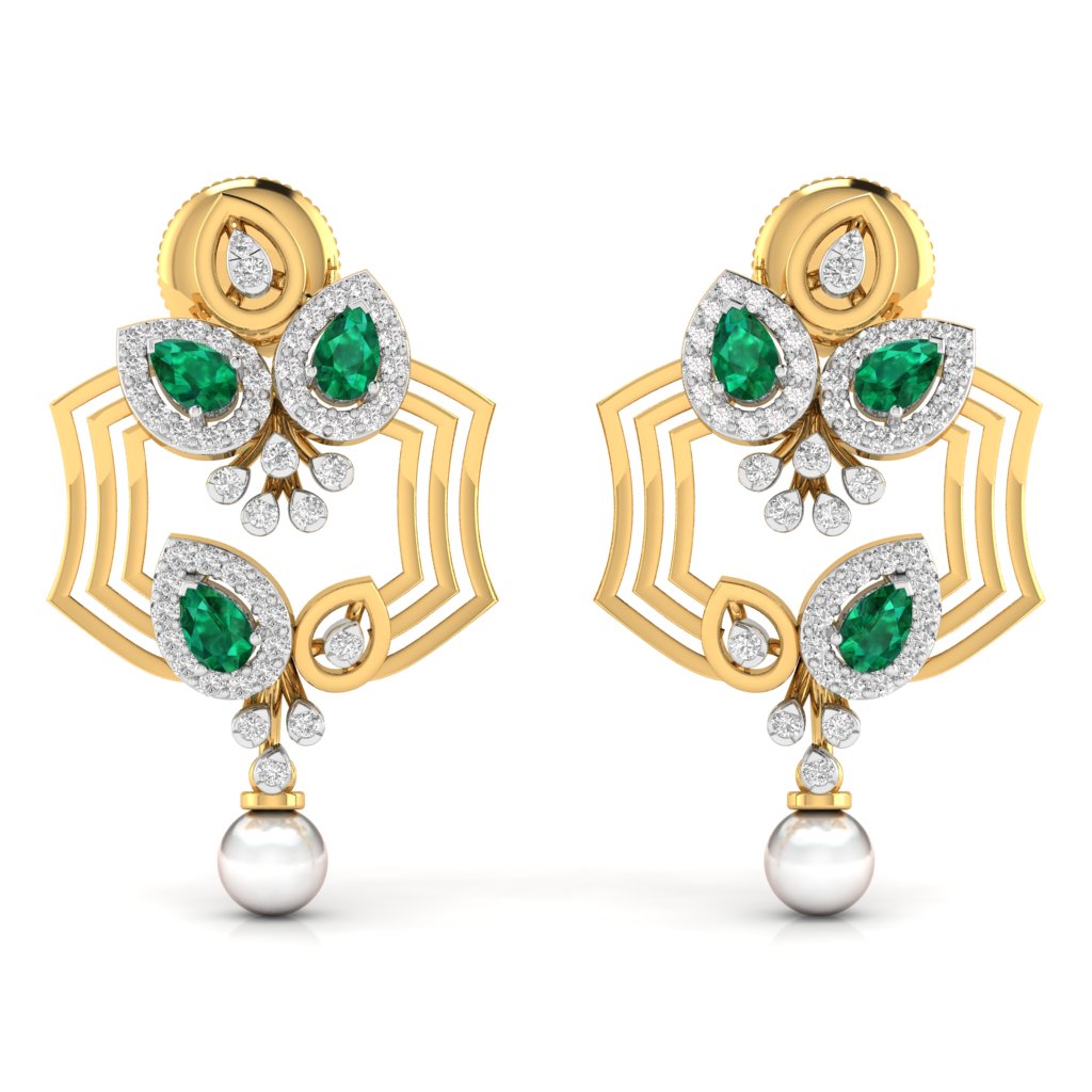 Fancy Pear Cut Emerald Diamond Stunning Earring