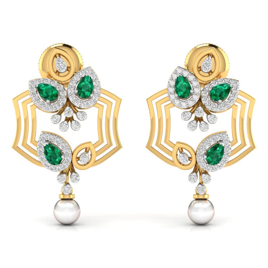 Fancy Pear Cut Emerald Diamond Stunning Earring