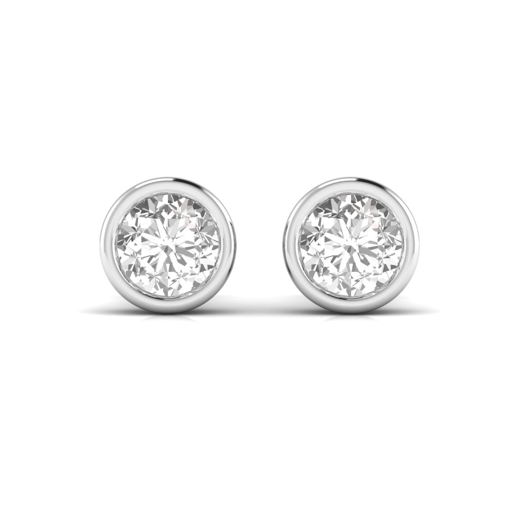 1.5 Carats Each Round Solitaire Diamond Bezel Setting Studs Earring