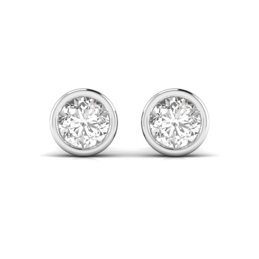 2 Carats Each Round Solitaire Diamond Bezel Setting Studs Earring