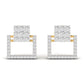 Square Style Round Cut Diamond Earring Studs