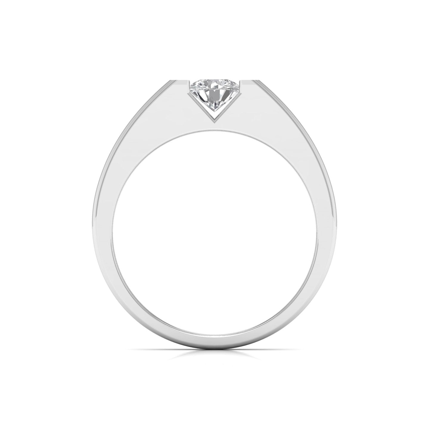 50 Pointers Centre Solitaire Round Diamond Wide Band Ring