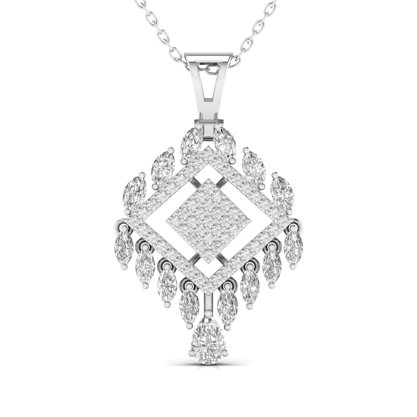 Pear, Marquise & Round Cut Diamonds Pendant For Her