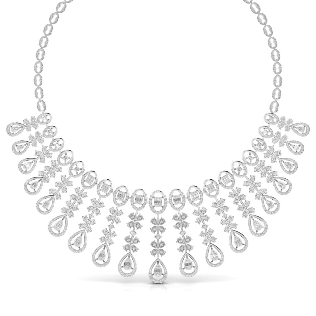 IVANA Sparkling Elegance Heavily Embellished Round & Baguette Cut Diamond Necklace