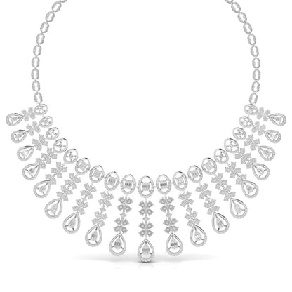 IVANA Sparkling Elegance Heavily Embellished Round & Baguette Cut Diamond Necklace