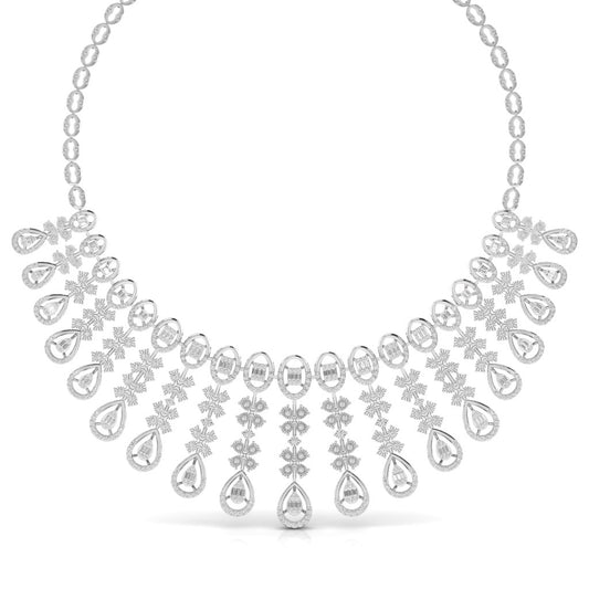 IVANA Sparkling Elegance Heavily Embellished Round & Baguette Cut Diamond Necklace