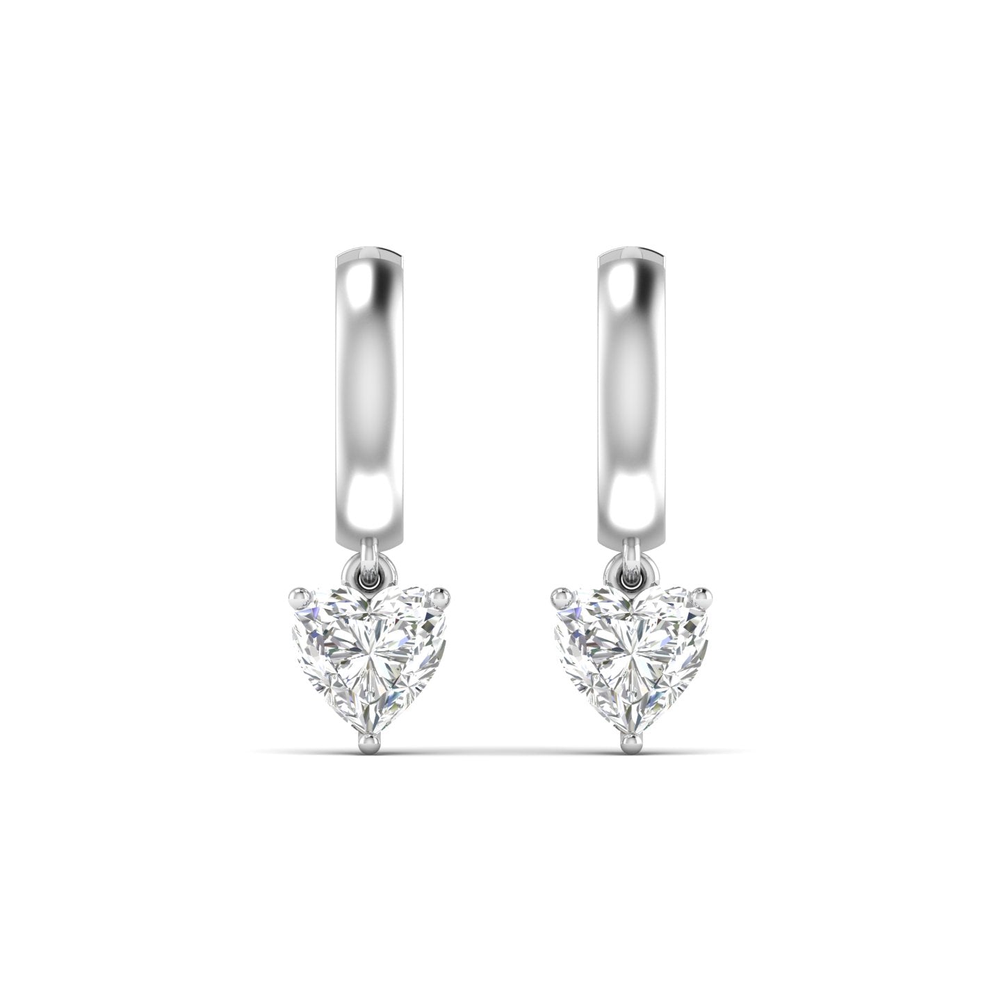 1.03 Carats Each Heart Shape Diamonds Heartfelt Hoops Earrings