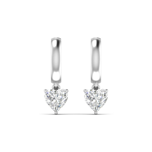 1.03 Carats Each Heart Shape Diamonds Heartfelt Hoops Earrings