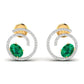 OVAL Coloured Stone & Round Diamond Earring