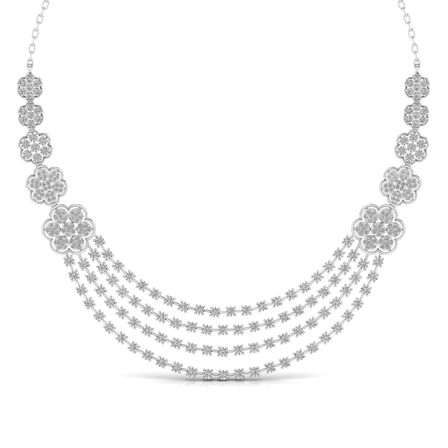 Layered Round Cut Diamonds Party Wear Necklace