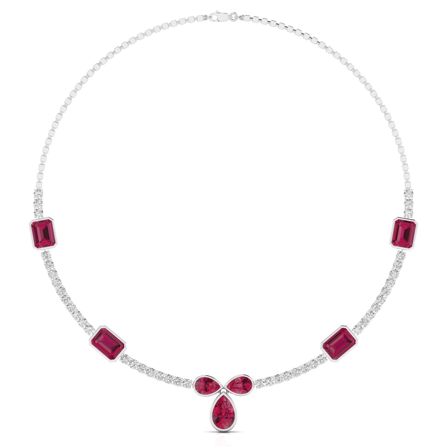 Round Cut Diamond & Gemstone Necklace