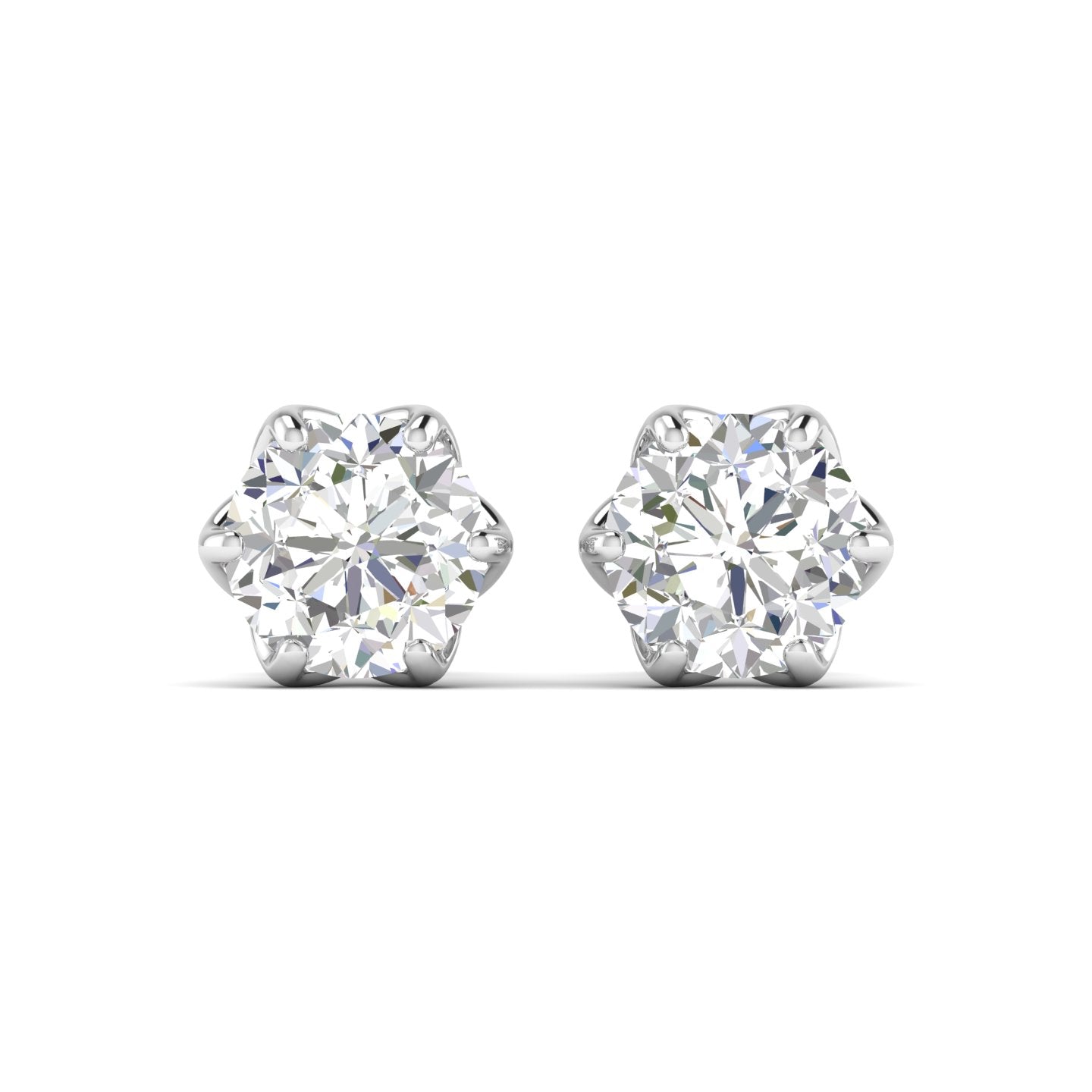 4 Carats Each Round Diamonds 6-prongs Setting Studs Earrings