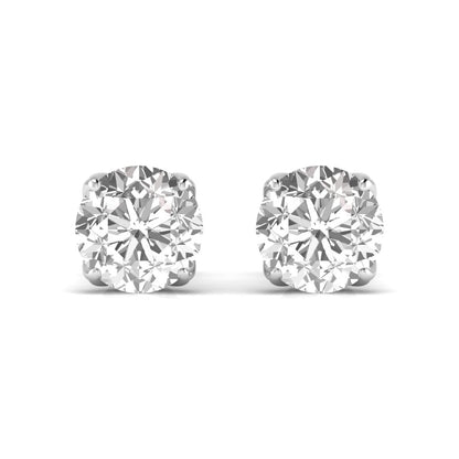 2 Carat Each Round Diamond Four Prong Basket Setting Studs Earring