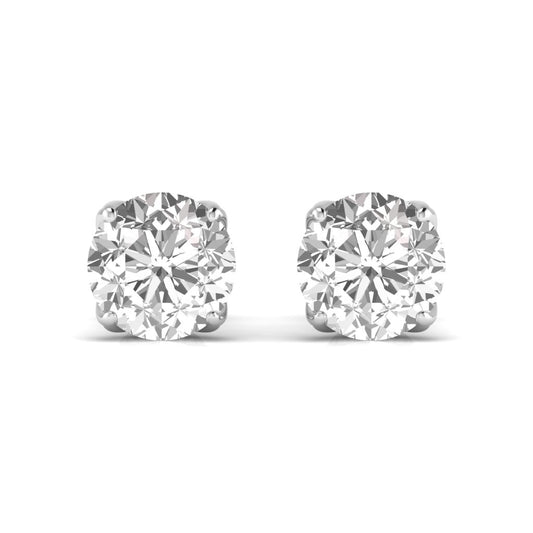 2 Carat Each Round Diamond Four Prong Basket Setting Studs Earring