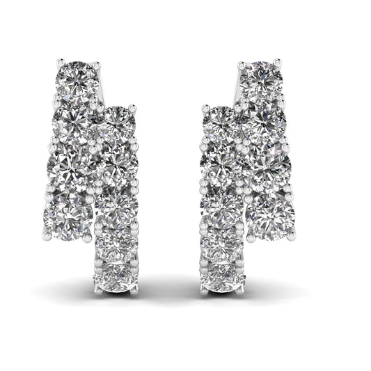 1.6 Carat Round Diamonds Hoop Huggies Earrings