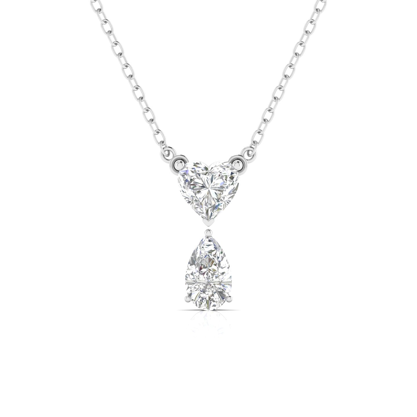 Heart & Pear Shape Solitaire Diamonds Chain Pendant