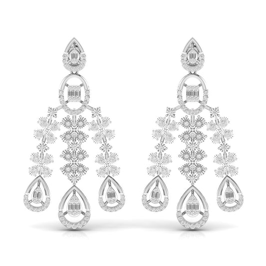 Classic Round Cut & Fancy Baguette Shape Diamonds Earring