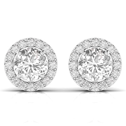 3.5 Carat Each Round Solitaire Diamonds Halo Stud Earring