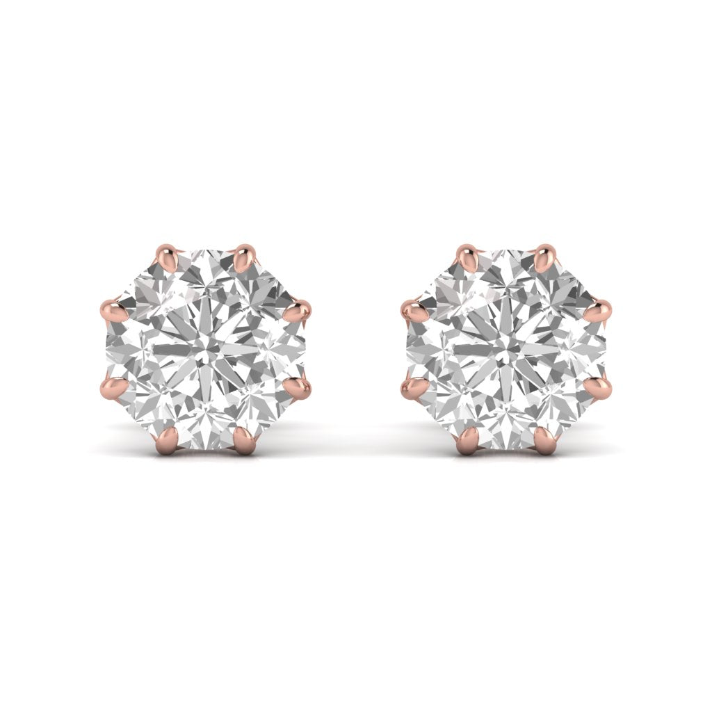 1.5 Carats Each Round Diamond 8 Prong Setting Studs Earring