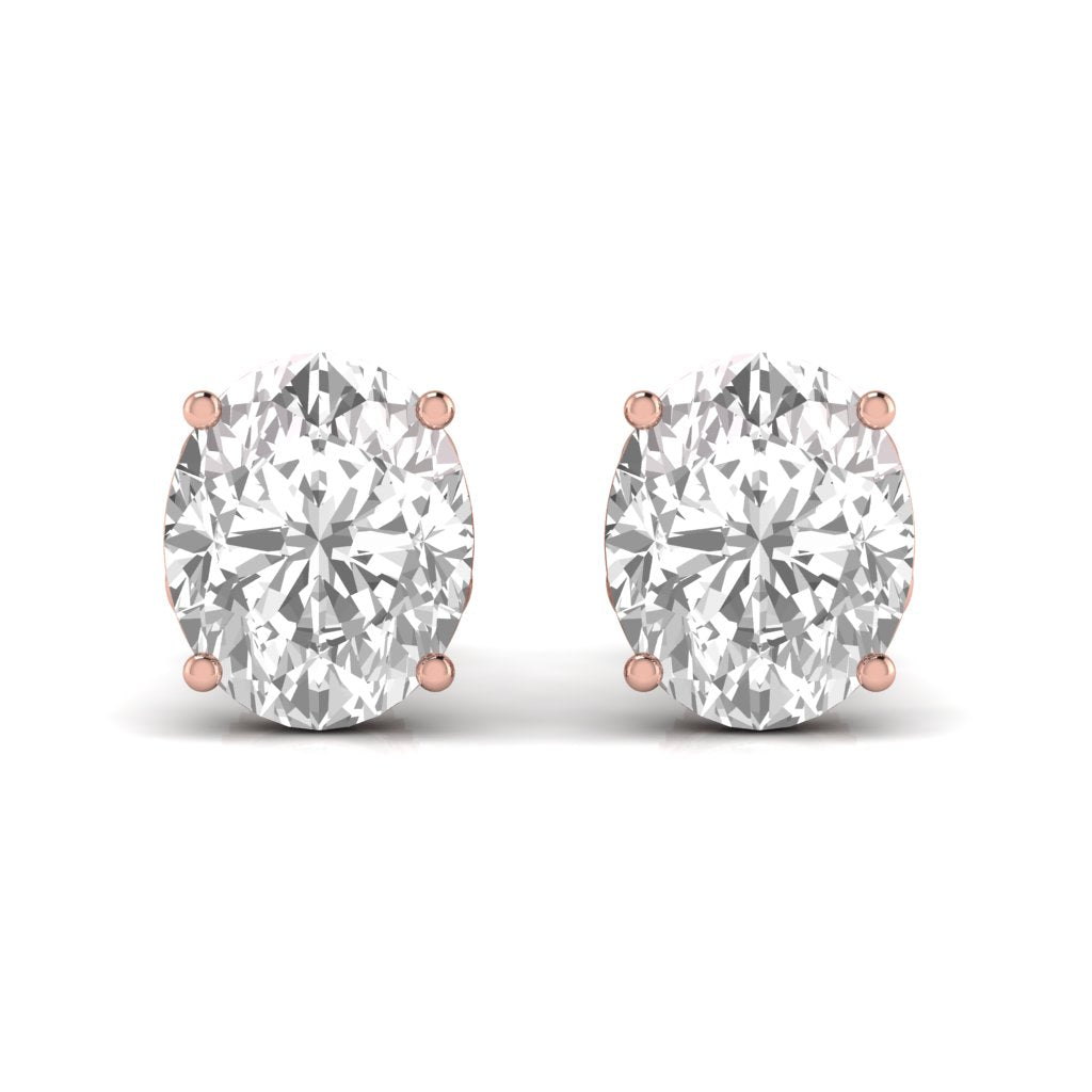 2.5 Carats Each Oval Shape Solitaire Diamond 4-Prong Setting Studs Earring