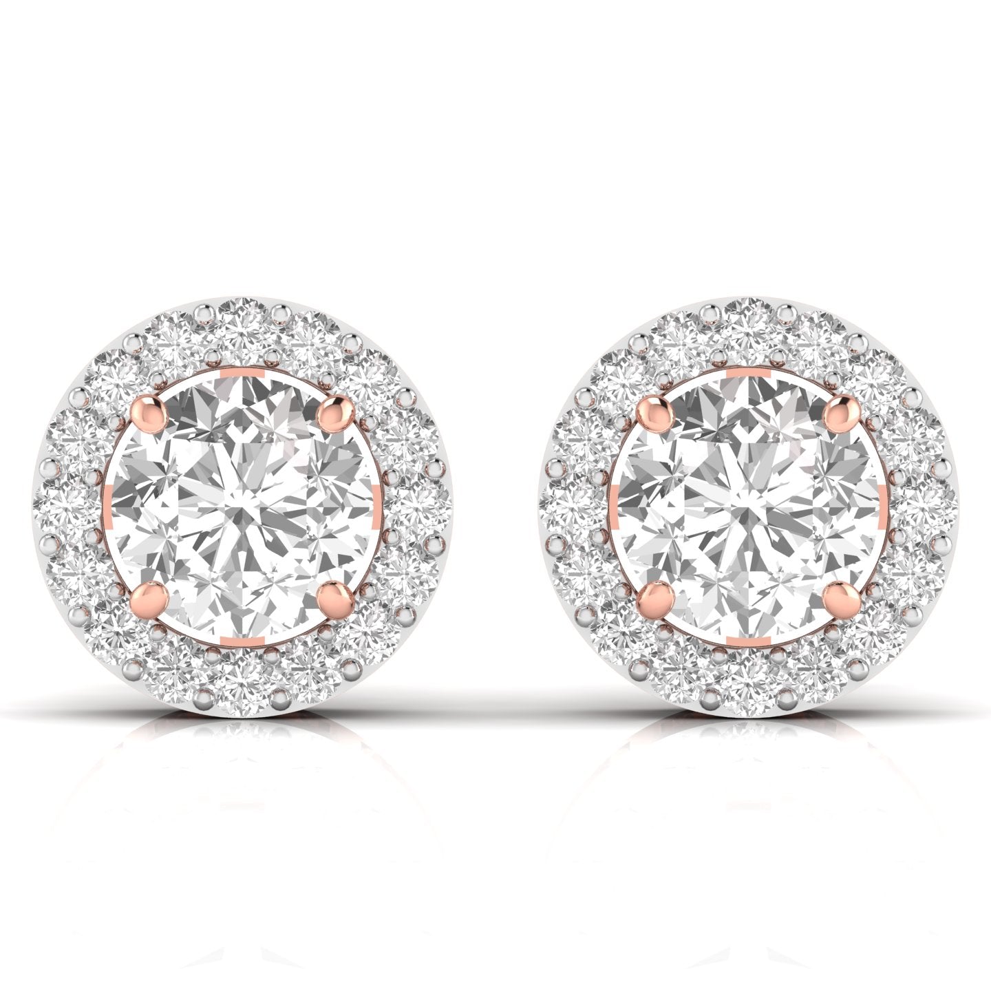 3.5 Carat Each Round Solitaire Diamonds Halo Stud Earring