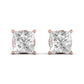 1.5 Carats Each Princess Shape Solitaire Diamond Four Prong Basket Setting Studs Earring