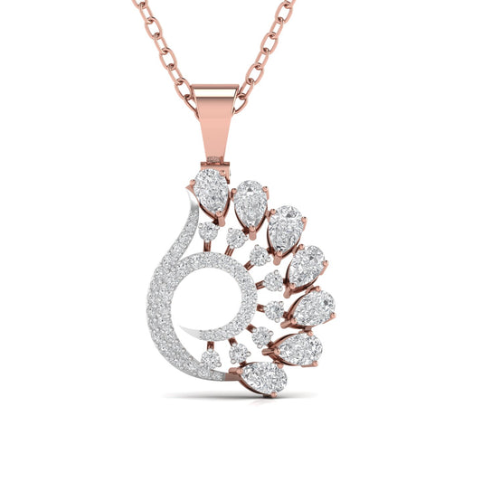 Pear Shape Diamonds Peacock Style Pendant For Her