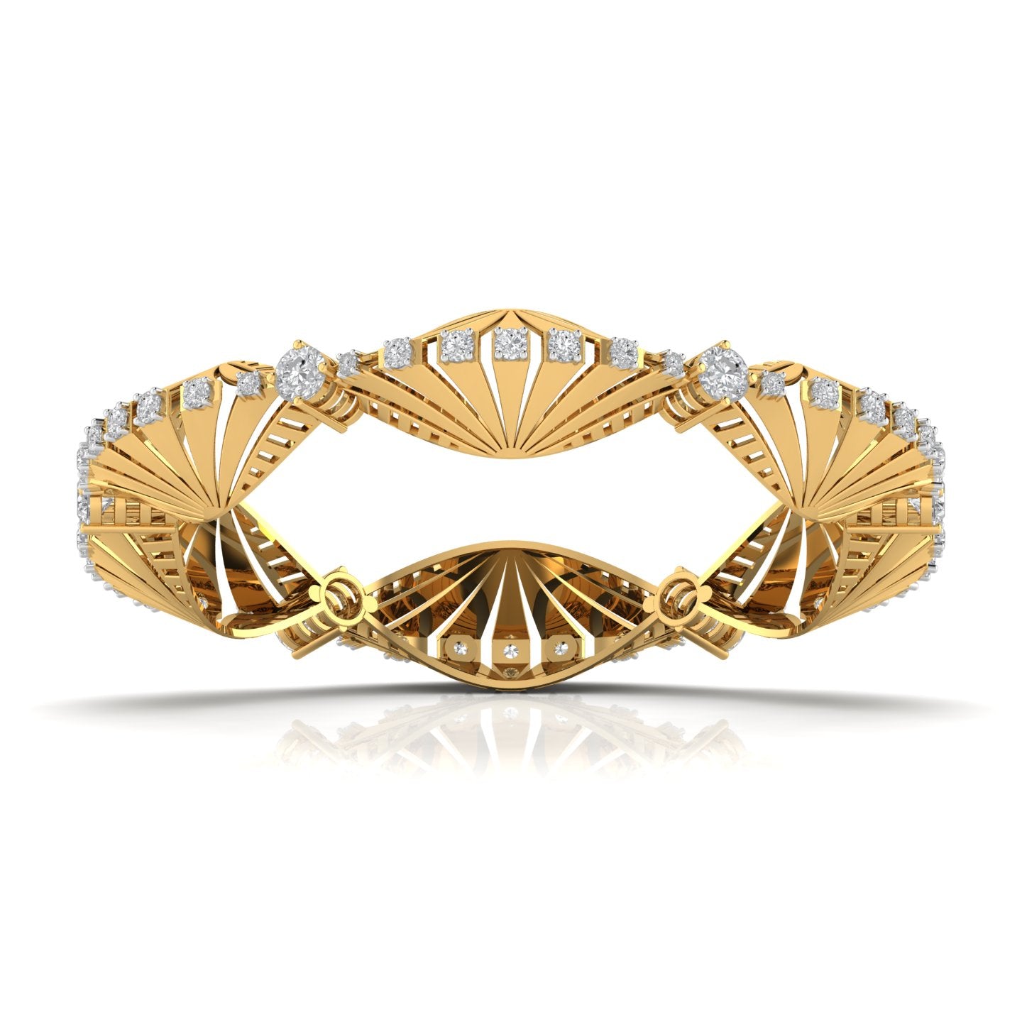 Round Cut Diamond Lab grown Fan Bangle