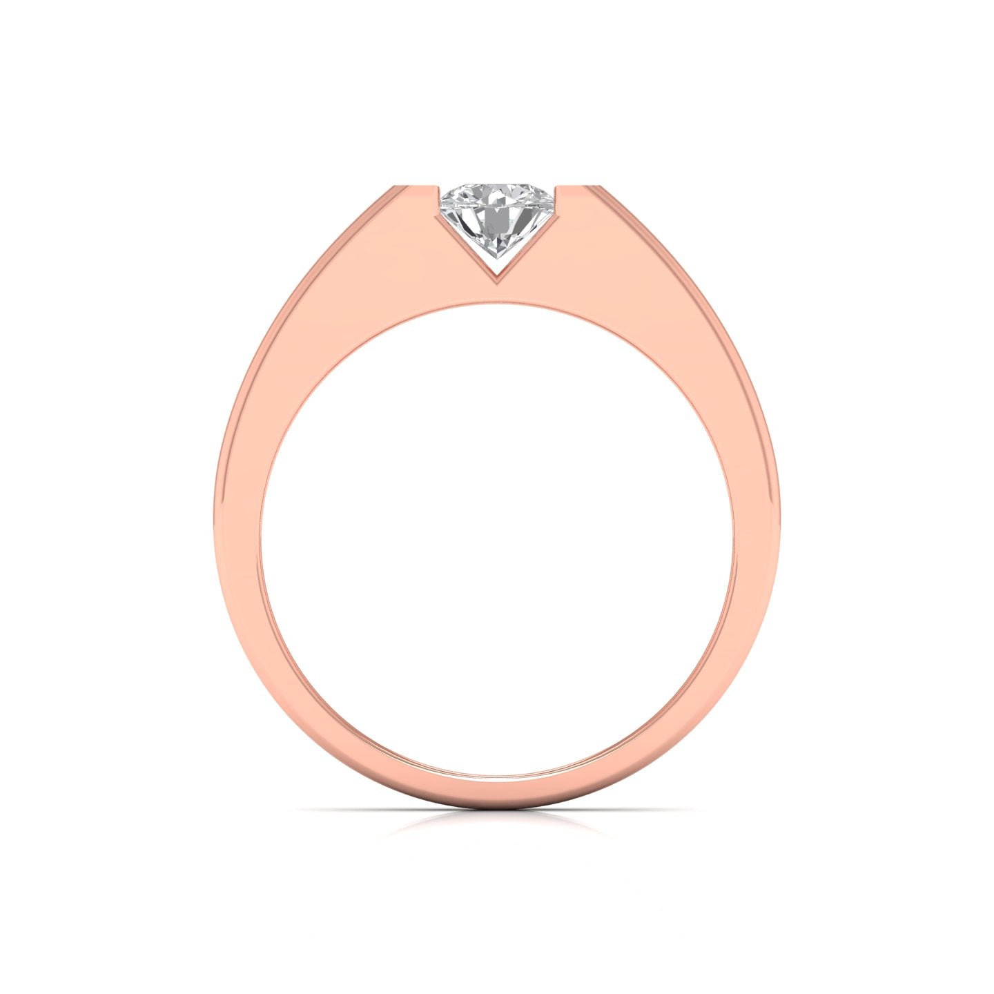 50 Pointers Centre Solitaire Round Diamond Wide Band Ring